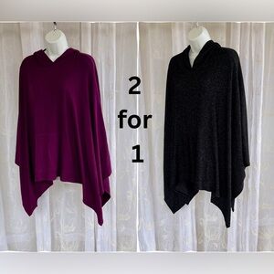Vanilla Bay Hooded Poncho in Plum and Black
2 for the price of 1